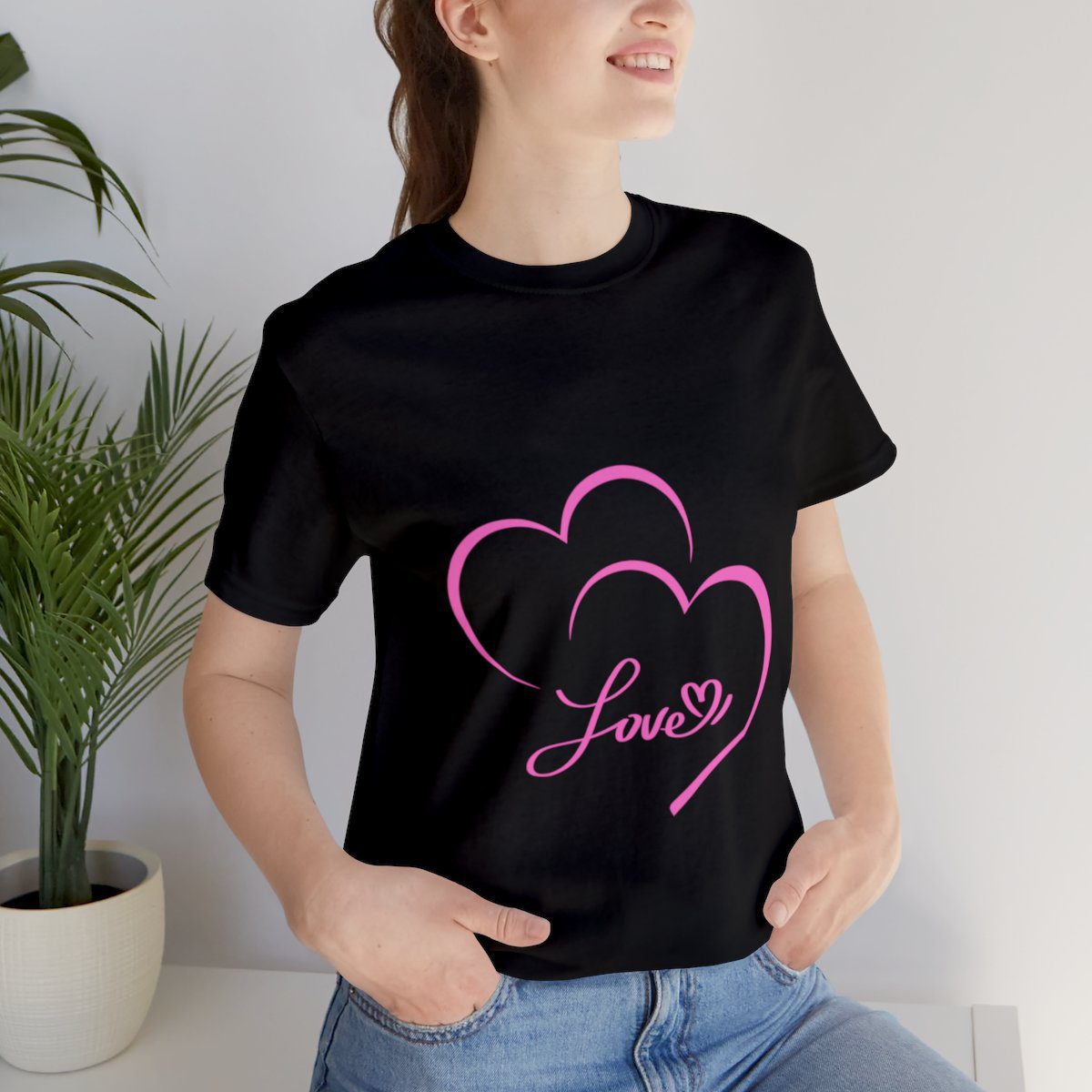 ZenZo Designs | Printed T-Shirts | Love Tees | Two Pink Hearts Shirt